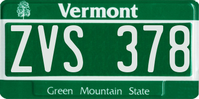 VT license plate ZVS378