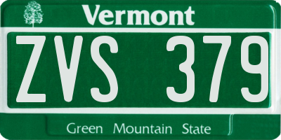 VT license plate ZVS379