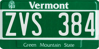 VT license plate ZVS384