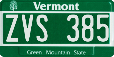 VT license plate ZVS385