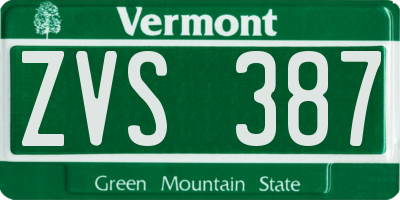 VT license plate ZVS387