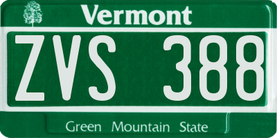 VT license plate ZVS388