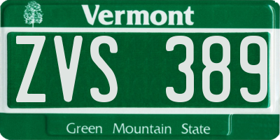 VT license plate ZVS389