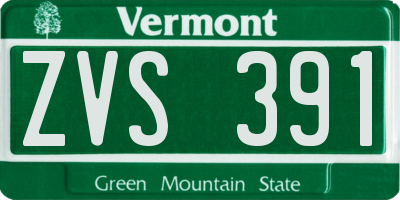 VT license plate ZVS391