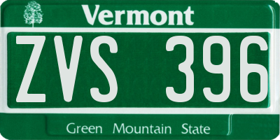 VT license plate ZVS396
