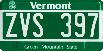 VT license plate ZVS397
