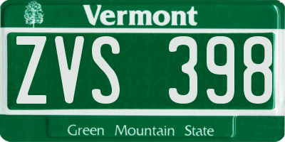 VT license plate ZVS398