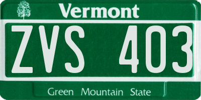 VT license plate ZVS403