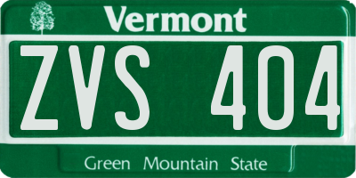 VT license plate ZVS404