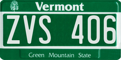 VT license plate ZVS406