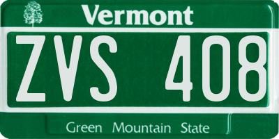 VT license plate ZVS408