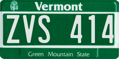 VT license plate ZVS414