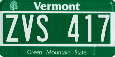 VT license plate ZVS417