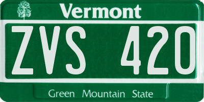 VT license plate ZVS420