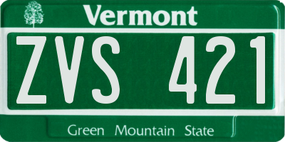 VT license plate ZVS421