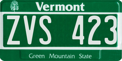 VT license plate ZVS423