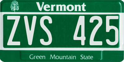 VT license plate ZVS425