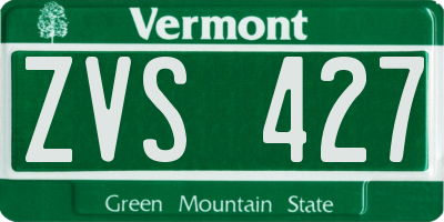 VT license plate ZVS427