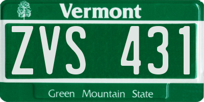 VT license plate ZVS431