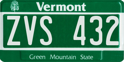 VT license plate ZVS432