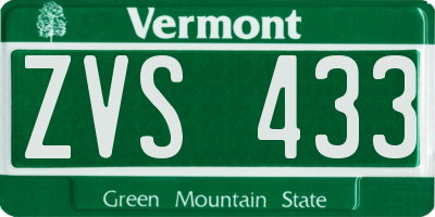 VT license plate ZVS433