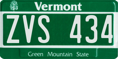 VT license plate ZVS434