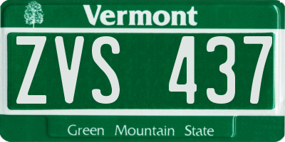VT license plate ZVS437