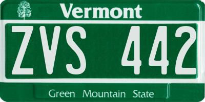 VT license plate ZVS442