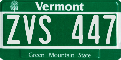 VT license plate ZVS447