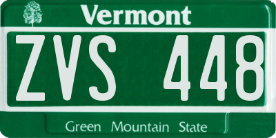 VT license plate ZVS448