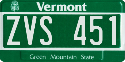 VT license plate ZVS451