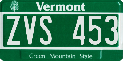 VT license plate ZVS453