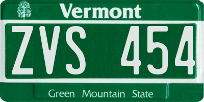 VT license plate ZVS454