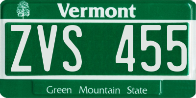 VT license plate ZVS455
