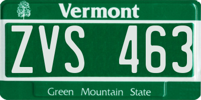 VT license plate ZVS463