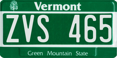 VT license plate ZVS465