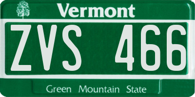 VT license plate ZVS466