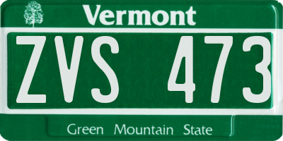 VT license plate ZVS473