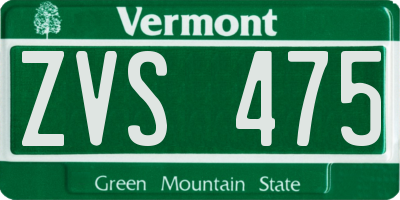 VT license plate ZVS475