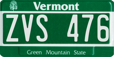 VT license plate ZVS476