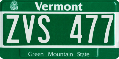 VT license plate ZVS477