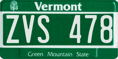 VT license plate ZVS478