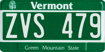 VT license plate ZVS479