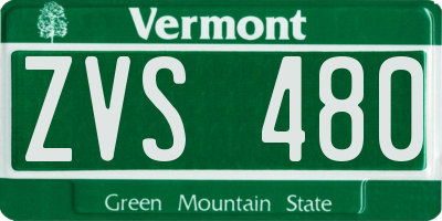 VT license plate ZVS480