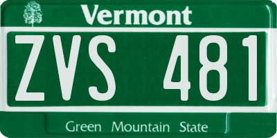 VT license plate ZVS481