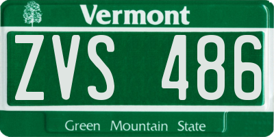 VT license plate ZVS486
