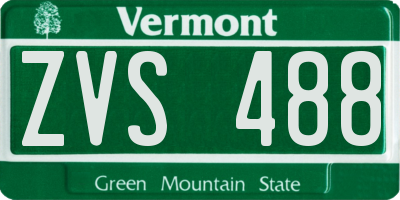 VT license plate ZVS488