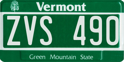 VT license plate ZVS490