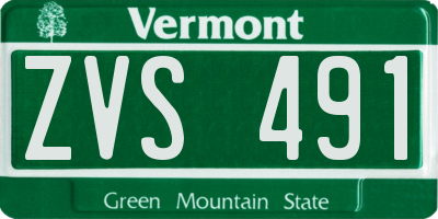 VT license plate ZVS491