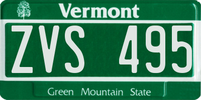 VT license plate ZVS495